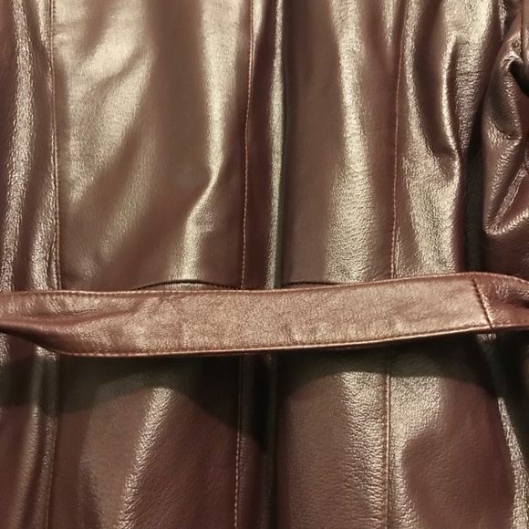 Vintage 90s Women Oscar Piel Dark Burgundy Genuine 100% Leather Jacket Coat 2XL - Picture 5 of 13
